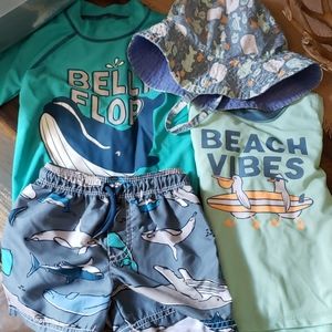 18 month swim shorts with 2 spf shirts and hat